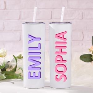 Personalized Tumblers with Lid and Straw,Custom Skinny Tumbler,Bachelorette Party,Wedding Party Girls Trip Gift,Bridesmaid Gifts Family Trip