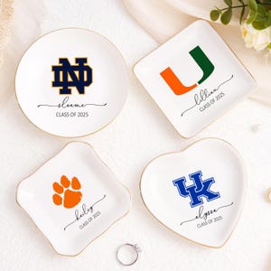 Graduation Gift For Her, Personalized Graduation Jewelry Dish, Custom University Logo Trinket Ring Dish, Class of 2025 College Graduation