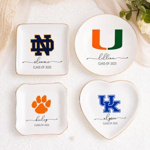 Graduation Gift For Her, Personalized Graduation Jewelry Dish, Custom University Logo Trinket Ring Dish, Class of 2025 College Graduation
