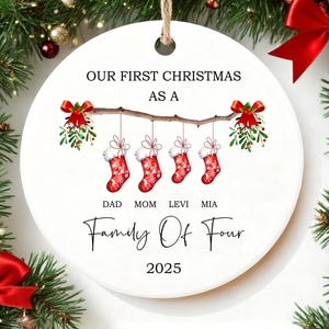 Family Of Three Christmas Ornament, Custom New Family Ornament, Baby&#39;s First Christmas Ornament, Personalized Family Ornament Christmas Gift