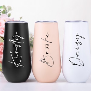 Personalized Champagne Flute Tumbler, Bridesmaid Proposal Gift  for Her, Bachelorette Party Favors Champagne Tumbler, Christmas Gift Women