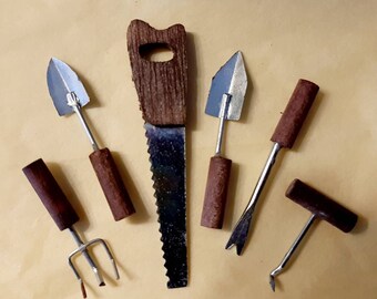 pewter small hand garden fork /& trowel DOLLS HOUSE