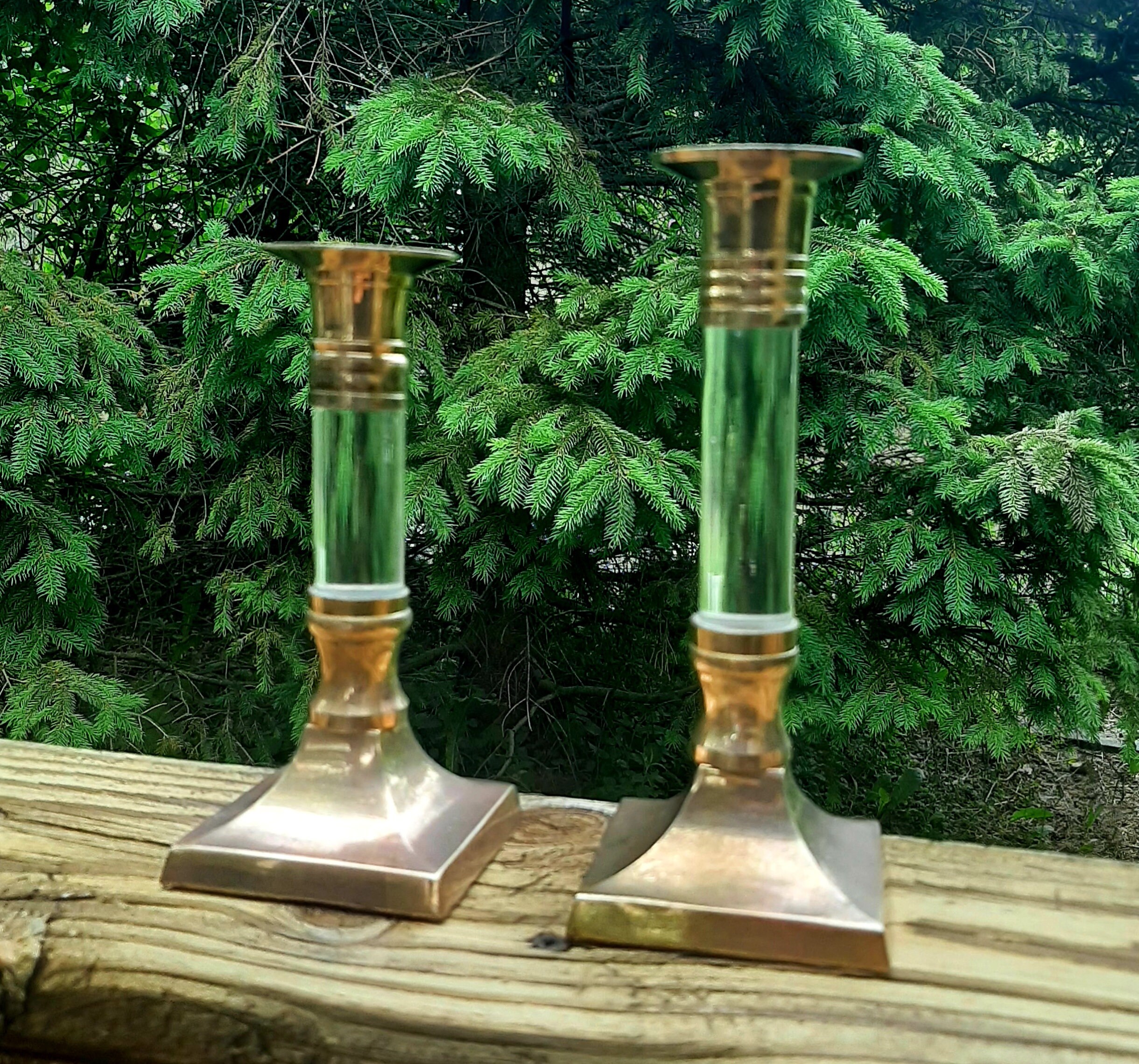 Candlestick Brass Lucite Vintage Mid Century Regency Candlestick Holders Deco Shabby Chic Post Modern Gothic