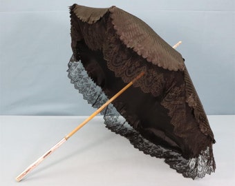 アンティークシルクダマスク傘、英国リージェンシー、1810年代の