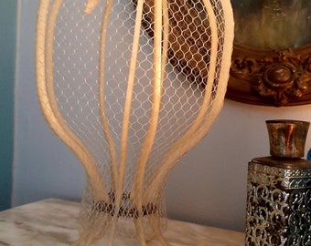 Vintage Hat Display Stand Store Display Net Fabric Cover Dresser item Cottage Shabby Chic Hollywood Regency