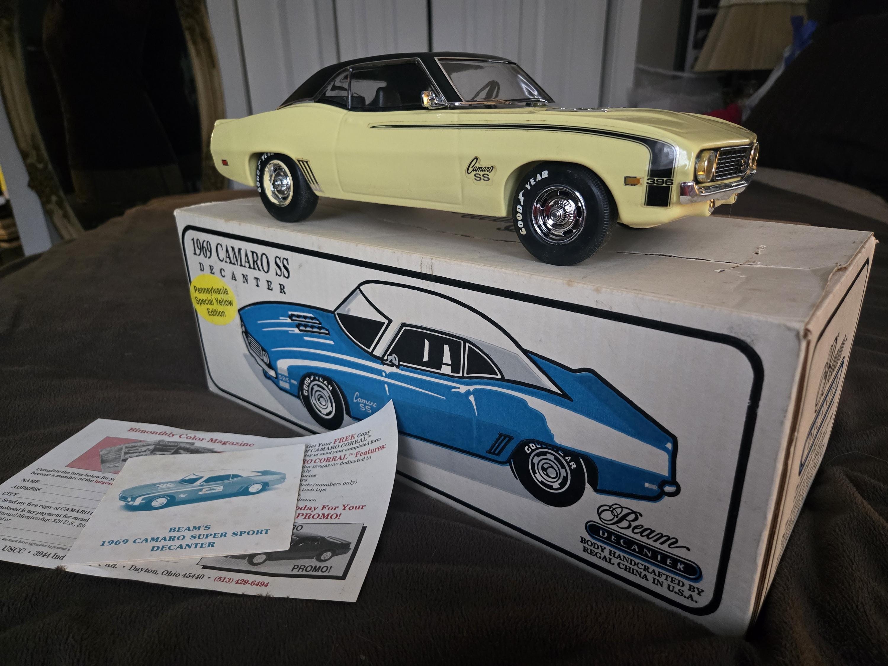 Vintage 1969 Camaro SS Jim Bean Decanter Pennsylvania
