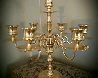 Baldwin Brass Candle Holders and Candelabra Lacquered Vintage Centerpiece 7 Arm