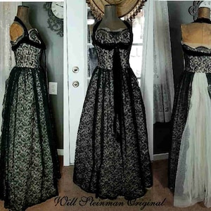 Vintage 50s Will Steinman Original label Black Chantilly Lace Debut Gown Peek A Boo Back Velvet Halter Tulle Elegant  Dress