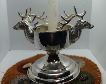 Vintage Silverplate Deer Stagg Candle Holder