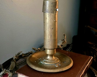 Antique Brass Push up Candlestick Holder Colonial Early American Cottage Chic or Gothic Baker Arnold & Co Philadelphia?
