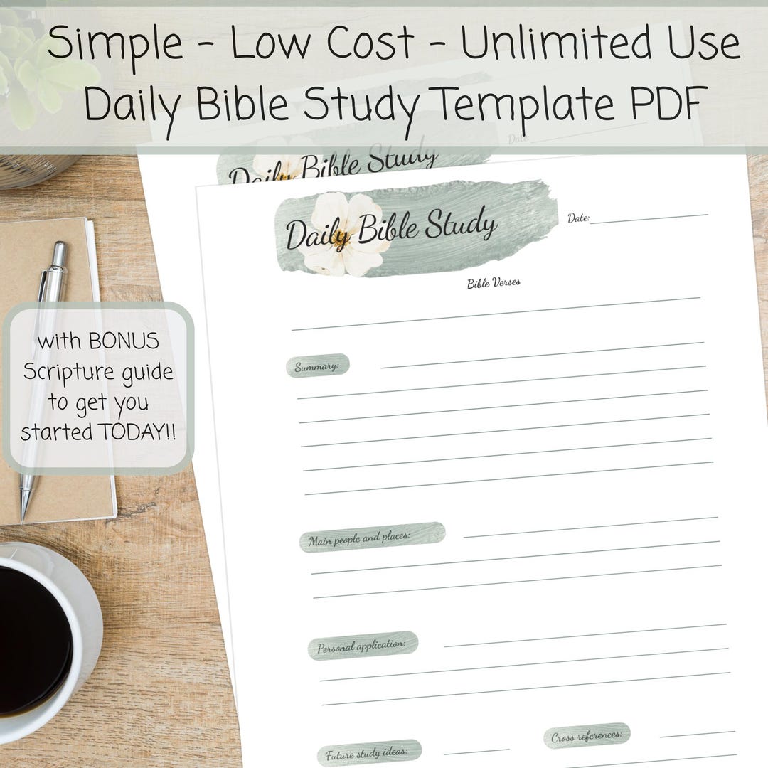 Watercolor Bible Study Template, Magnolia Flower Printable Devotional ...