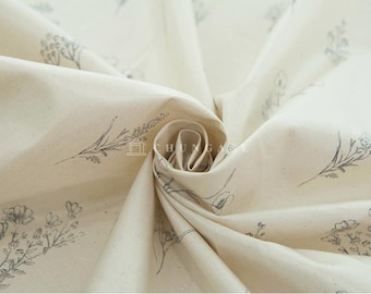 Waterproof Fabric | “Liber” Modern Sketch Floral Print 100% Cotton with TPU Lamination, 110cm (43”) Wide, Made in Korea (TPU-990663)
