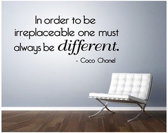 Coco Chanel Quote Irreplaceable Vinyl Wall Decal/Words/Sticker home cute girl