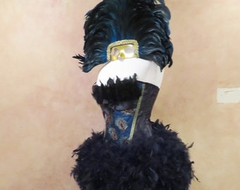 Benutzerdefinierte Pfauenprinzessin Zirkus Magier Assistent Burlesque Showgirl Kleid viktorianischen Bridgerton Kostüm oder Kopfschmuck Option