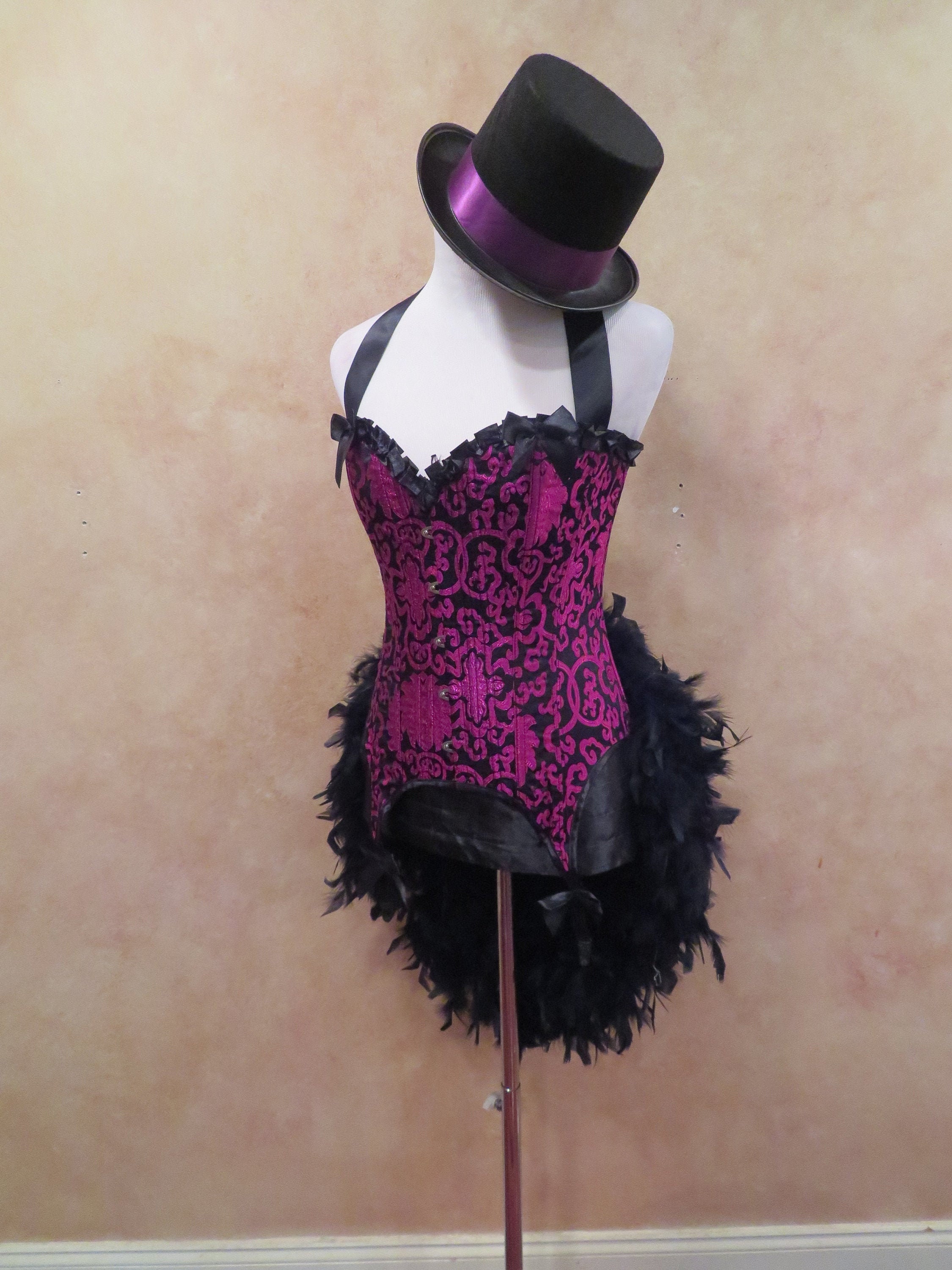 Cabaret Festival Costume Top Hat Party Garters Corset Feather Etsy