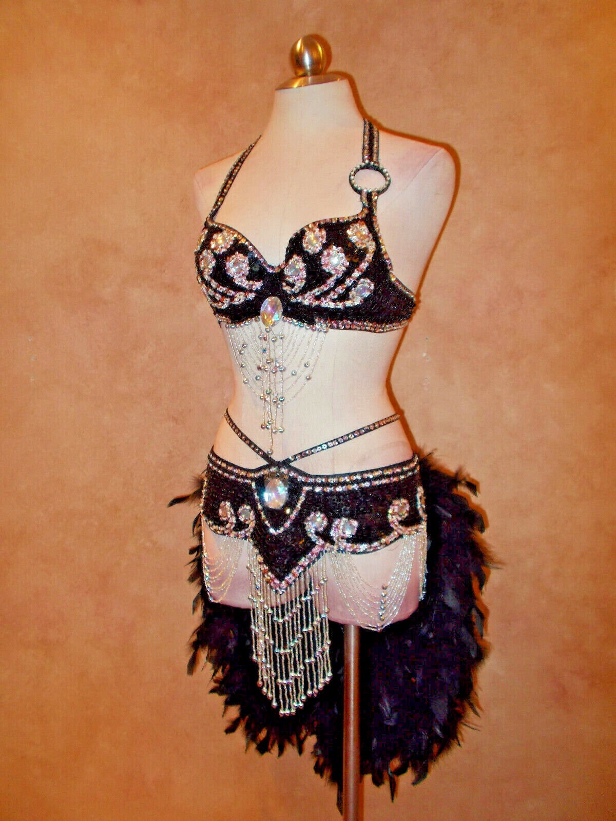 Rhinestone Showgirl Feather Carnival Costume