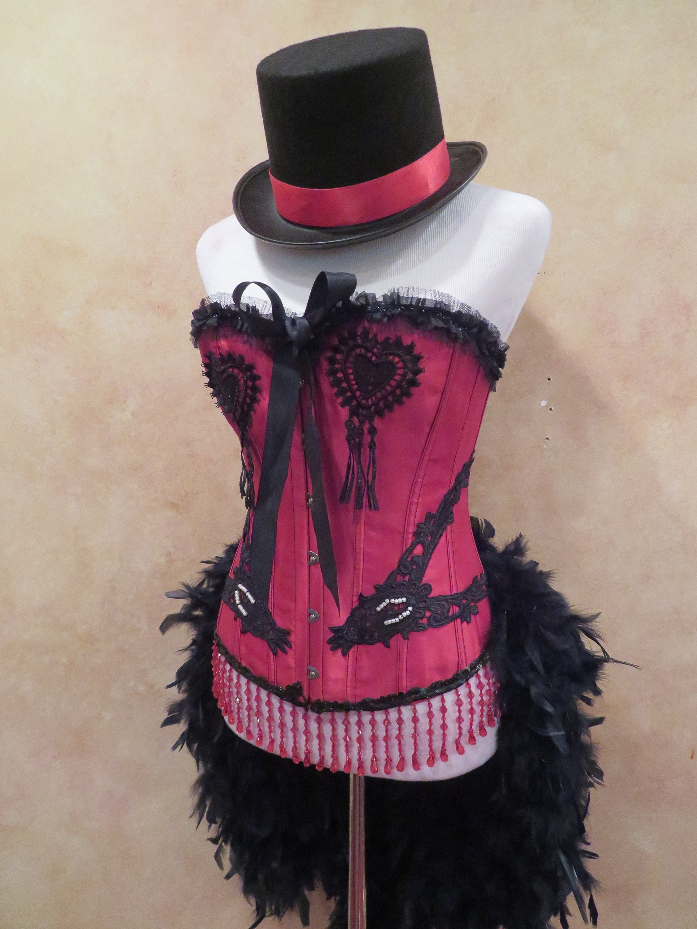 Red Victorian Cabaret Corset Costume Masquerade Party Showgirl Etsy