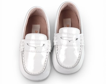 Weiß Lackleder Baby Jungen Loafers : Hochzeit Taufe Taufe Schuhe