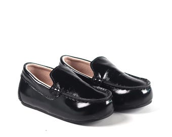 Patent Leather Baby Loafers: Christening, Baptism, Wedding Shoes