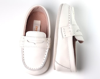 Mocasines para niño, zapatos de bebé color marfil, zapatos blanco roto, zapatos de bautizo color marfil, zapatos de bautizo blanco roto, zapatos para el primer cumpleaños de niño, mocasines para niño