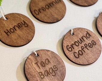 Custom Coffee Shop Tags – Engraved Wooden Business Tags | Cafe Branding Labels