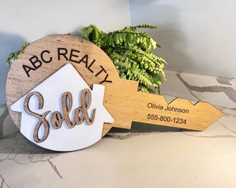 Custom Realtor “SOLD” Sign – 24” Layered Wood Closing Day Photo Prop
