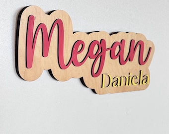 Custom Bedroom Decor | Layered Wood Name Sign | Personalized Gift