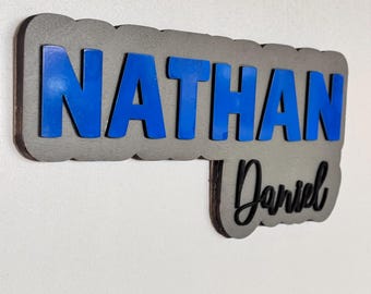 Custom Kids Decor | Layered Wood Name Sign | Personalized Gift