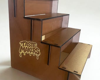 Custom Engraved Wooden Vendor Display Shelf | Collapsible Market Stand Easy Setup