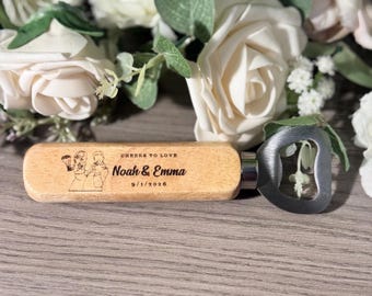 Personalized Wooden Bottle Opener |  Engraved Wedding Favors