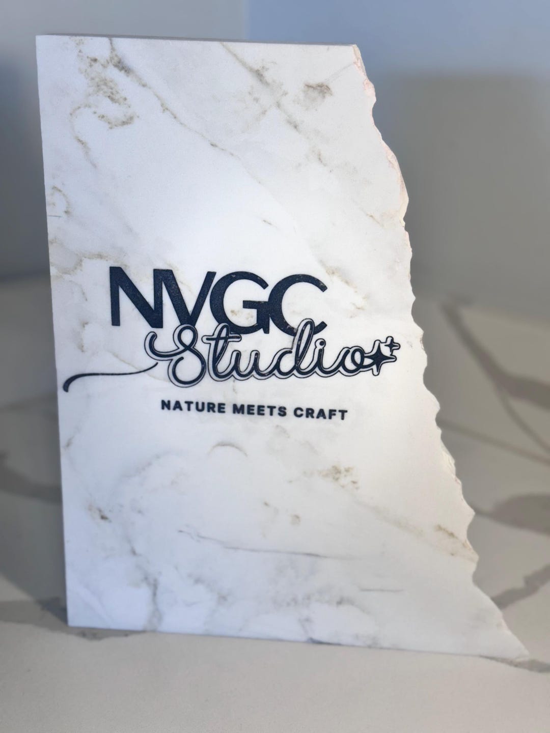 Engraved Quartz Stone Sign | Custom Logo, Rustic Modern Decor, Natural ...