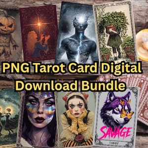 Tarot Card PNG Bundle: Witchy Gothic Illustrations (Digital Download Pack)