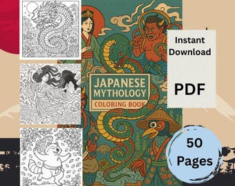 Japanese Mythology Coloring Book | Kami, Yokai & Spirits (PDF Pattern)