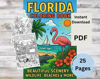 Florida Coloring Book: State Landmarks, Beaches & Wildlife Activity