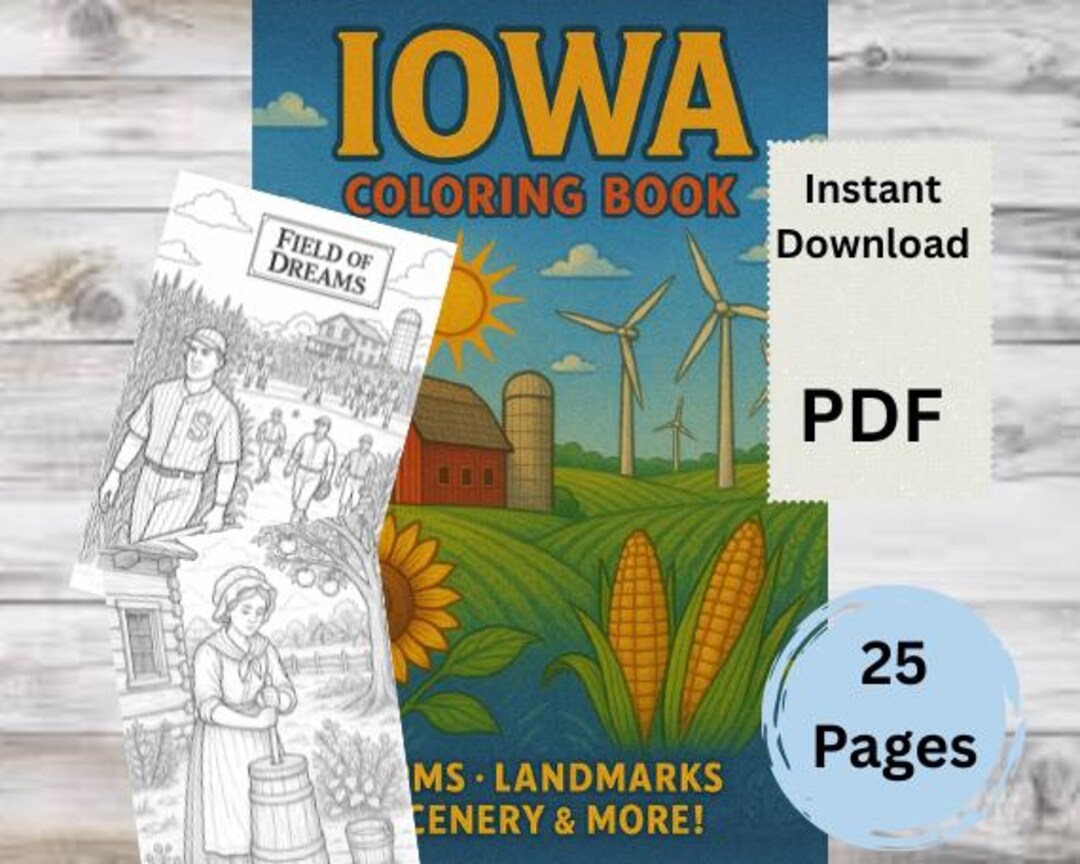 Iowa Coloring 25 Iowa Coloring Pages for Adults & Kids | Hawkeye State Prairie Rivers ...