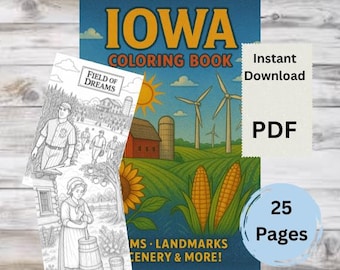Iowa State Coloring Book Iowa Coloring Book: State Landmarks, Farmland & Wildlife - Educational ...