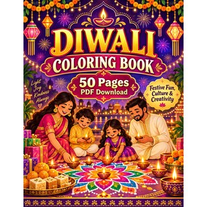 Diwali-kleurboek voor volwassenen – Ingewikkelde rangoli-patronen, diya's, mandala's en ontwerpen voor het Lichtfeest.