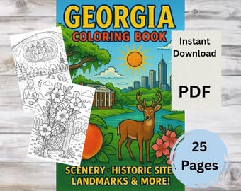 Georgia Coloring Pages | Southern Nature, Landmarks, Wildlife (Digital Download)