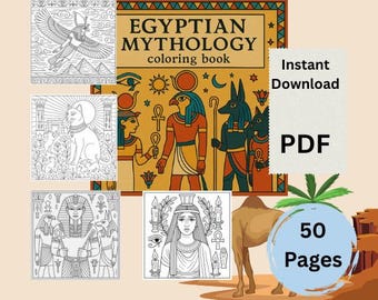 Egyptian Mythology Coloring Book | Ancient Gods & Symbols (PDF Pattern)