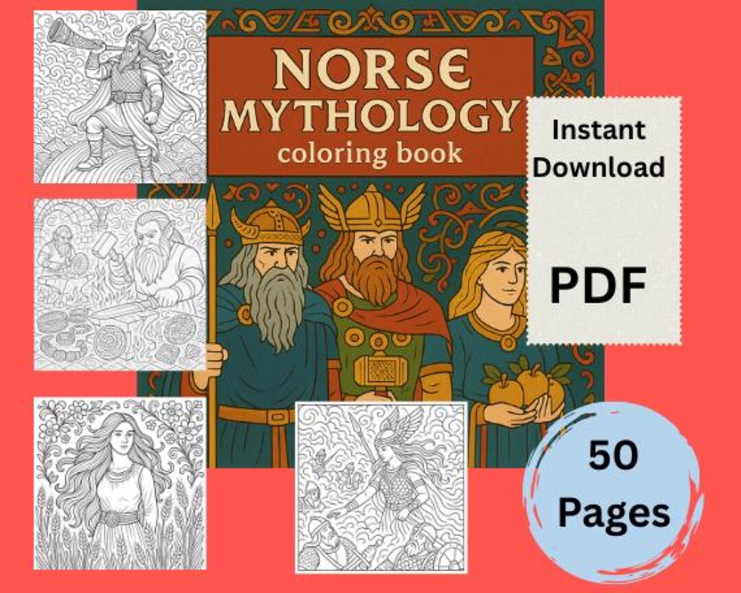 Norse Mythology Coloring Book | Viking Gods & Legends (PDF Pattern) - Etsy