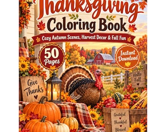 Libro para colorear de Acción de Gracias para adultos: acogedoras escenas otoñales, diseños de cosecha y mandalas de otoño para relajarse.