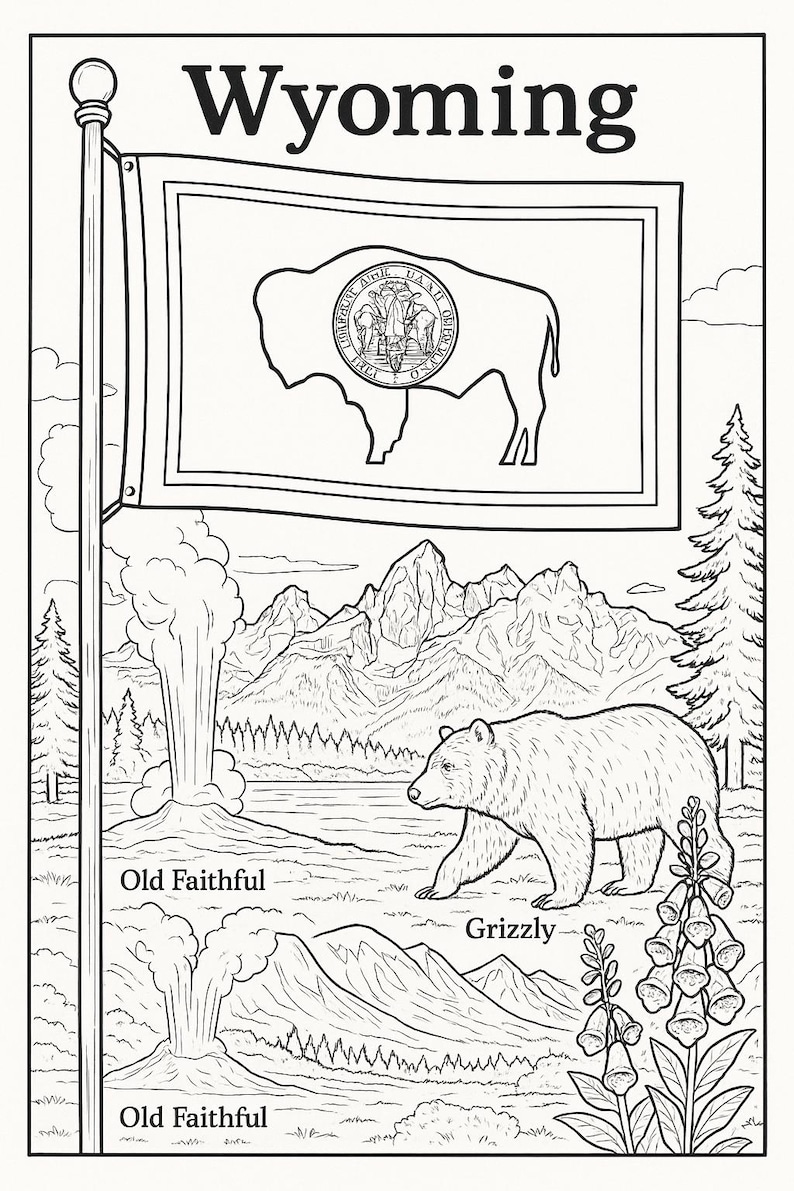 25 Wyoming Coloring Pages for Adults & Kids | Equality State ...
