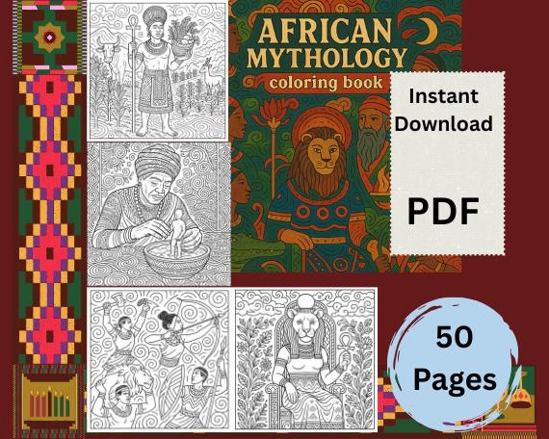African Mythology Coloring Book | Tribal Gods & Legends (PDF Pattern ...