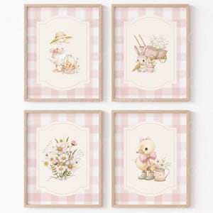 Vintage Coquette Nursery Print Set of 4, Cottagecore Nursery Decor, Goose Nursery Print, Baby Shower Gift Ideas, Digital Prints