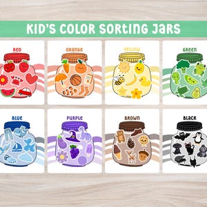 Actividad de combinación de colores para niños, imprimibles de clasificación de colores para niños pequeños, plan de estudios preescolar para educación en casa, libro tranquilo y entretenido, imprimible Montessori