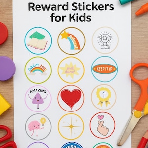 Printable Reward Stickers for Kids | 15 Fun Designs | Instant Download