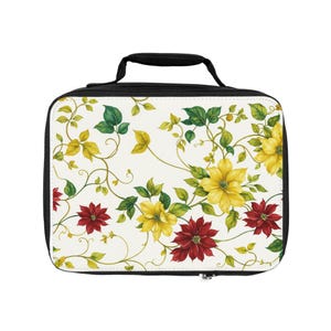 Floral Insulated Lunch Bag: Eco-Friendly Tote for Work, Picnic