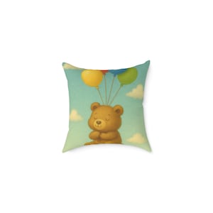 Adorable Bear Balloon Pillow, Cute Nursery Decor, Playroom Cushion, Kids Gift, Baby Shower Decoration