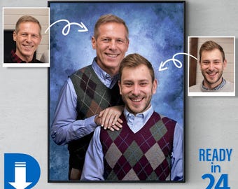 Custom Step Brothers Family Portrait, Funny Portrait Family Gift Ideas, Christmas Gifts For Him, Custom Portrait From Photo, Human Portrait