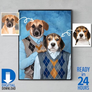 Custom Dog Portraits From Photo, Funny Gift Idea for Pet Lovers, Pet Loss Gift For Him, Funny Dog Portrait Gift For Her, Dog Lover Gifts